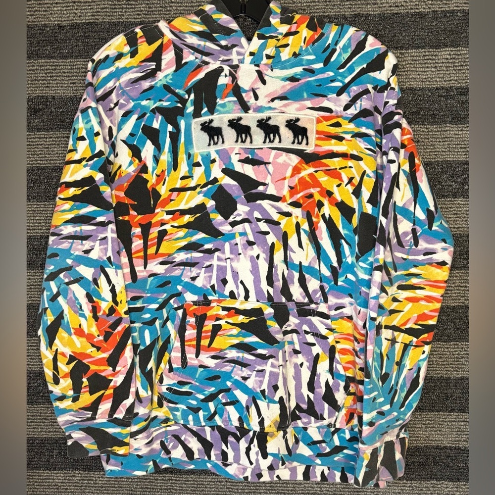Abercrombie Kids Multicolor Graphic Hoodie Sweatshirt Size 15/16 Year Old EUC